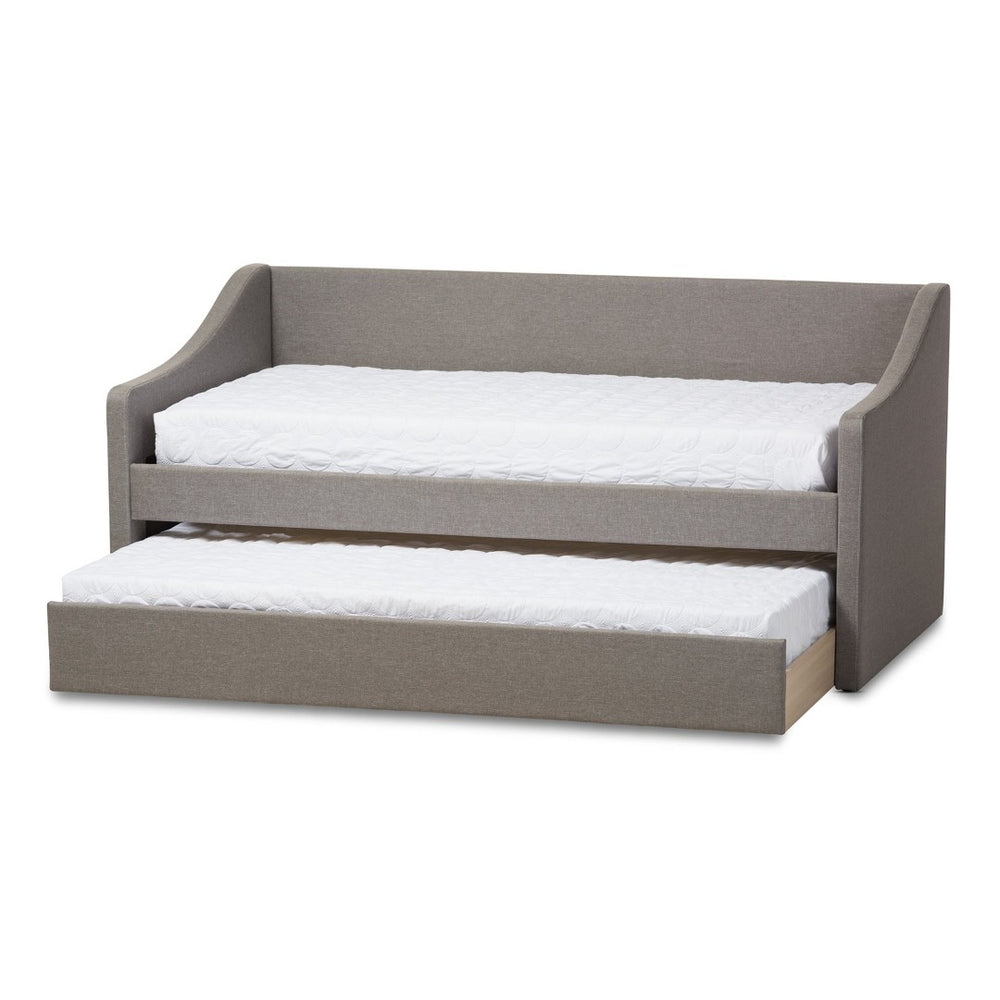 Baxton Studio Baxton Studio Modern Beige Upholstered Daybed with Trundle – Versatile Style for Any Space Barnstorm Grey CF8755-Grey-Day Bed