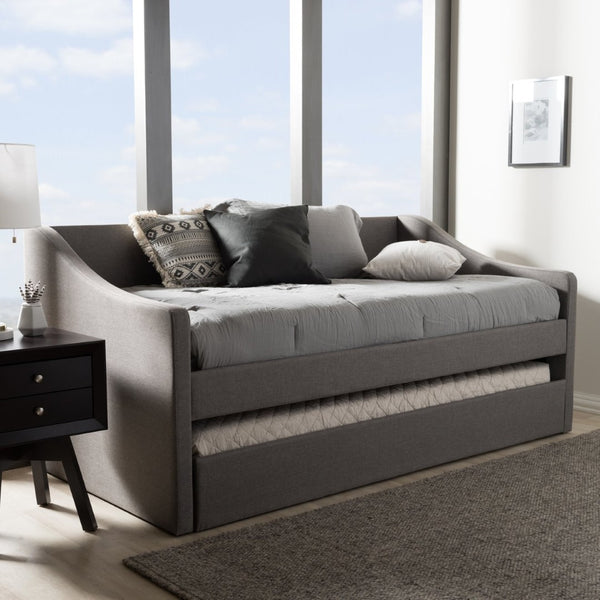 Baxton Studio Baxton Studio Modern Beige Upholstered Daybed with Trundle – Versatile Style for Any Space Barnstorm Grey CF8755-Grey-Day Bed