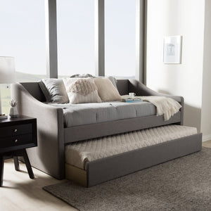 Baxton Studio Baxton Studio Modern Beige Upholstered Daybed with Trundle – Versatile Style for Any Space Barnstorm Grey CF8755-Grey-Day Bed