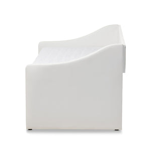 Baxton Studio Baxton Studio Modern Faux Leather Daybed with Roll-Out Trundle for Stylish Guest Accommodations Barnstorm White CF8755-White-Day Bed