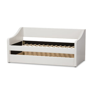 Baxton Studio Baxton Studio Modern Faux Leather Daybed with Roll-Out Trundle for Stylish Guest Accommodations Barnstorm White CF8755-White-Day Bed