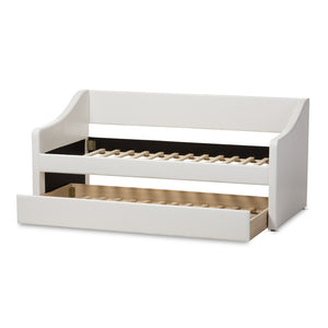 Baxton Studio Baxton Studio Modern Faux Leather Daybed with Roll-Out Trundle for Stylish Guest Accommodations Barnstorm White CF8755-White-Day Bed
