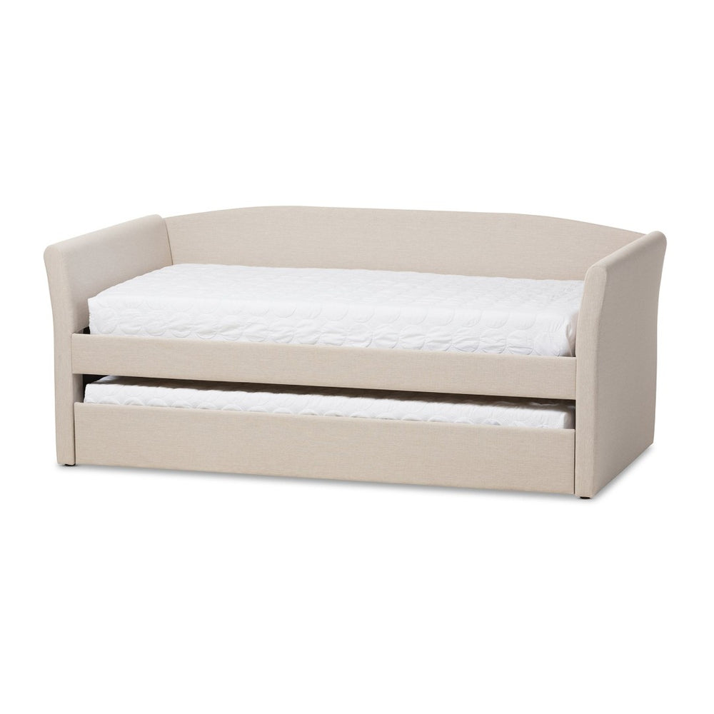 Baxton Studio Baxton Studio Beige Upholstered Daybed with Guest Trundle - Modern Design for Versatile Comfort & Style CF8756-Beige-Day Bed