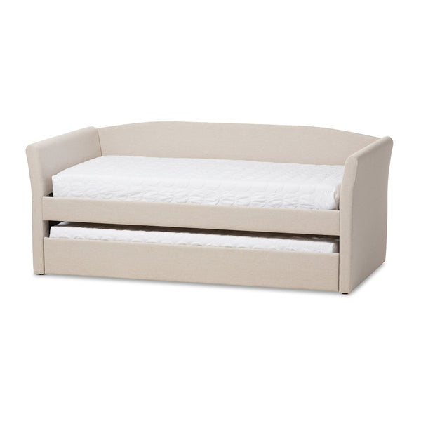 Baxton Studio Baxton Studio Beige Upholstered Daybed with Guest Trundle - Modern Design for Versatile Comfort & Style CF8756-Beige-Day Bed