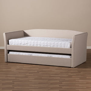 Baxton Studio Baxton Studio Beige Upholstered Daybed with Guest Trundle - Modern Design for Versatile Comfort & Style CF8756-Beige-Day Bed