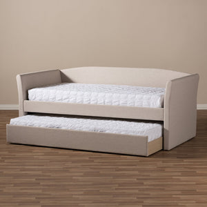 Baxton Studio Baxton Studio Beige Upholstered Daybed with Guest Trundle - Modern Design for Versatile Comfort & Style CF8756-Beige-Day Bed