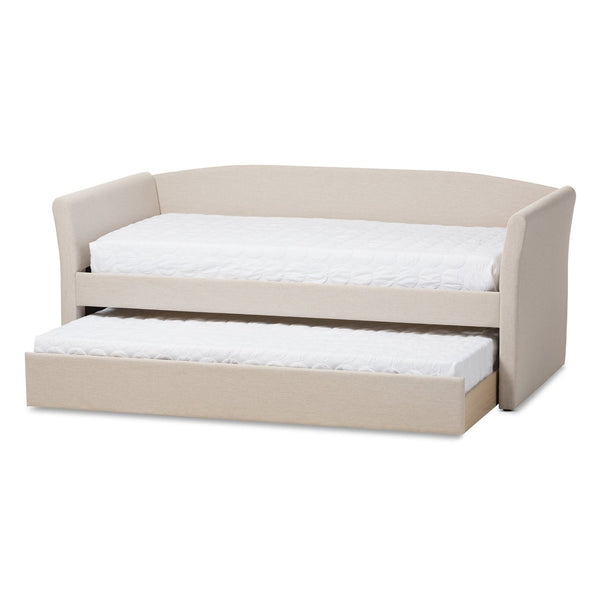 Baxton Studio Baxton Studio Beige Upholstered Daybed with Guest Trundle - Modern Design for Versatile Comfort & Style CF8756-Beige-Day Bed
