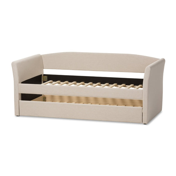 Baxton Studio Baxton Studio Beige Upholstered Daybed with Guest Trundle - Modern Design for Versatile Comfort & Style CF8756-Beige-Day Bed