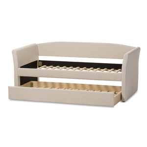 Baxton Studio Baxton Studio Beige Upholstered Daybed with Guest Trundle - Modern Design for Versatile Comfort & Style CF8756-Beige-Day Bed