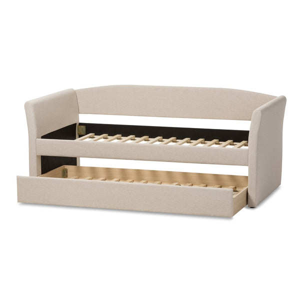 Baxton Studio Baxton Studio Beige Upholstered Daybed with Guest Trundle - Modern Design for Versatile Comfort & Style CF8756-Beige-Day Bed