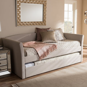 Baxton Studio Baxton Studio Beige Upholstered Daybed with Guest Trundle - Modern Design for Versatile Comfort & Style CF8756-Beige-Day Bed