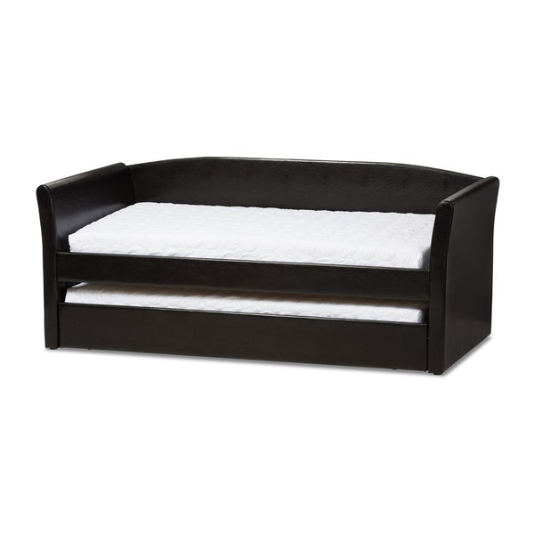 Baxton Studio Baxton Studio Camino Daybed in Black Faux Leather - Versatile Sofa & Guest Trundle Bed Solution CF8756-Black-Day Bed
