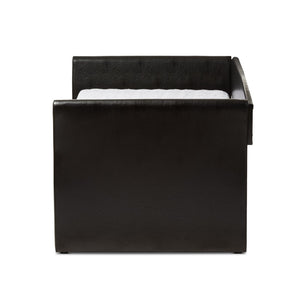 Baxton Studio Baxton Studio Camino Daybed in Black Faux Leather - Versatile Sofa & Guest Trundle Bed Solution CF8756-Black-Day Bed