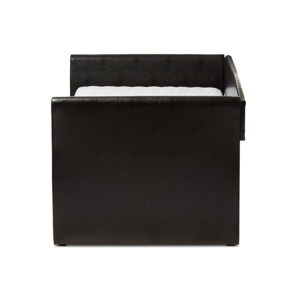 Baxton Studio Baxton Studio Camino Daybed in Black Faux Leather - Versatile Sofa & Guest Trundle Bed Solution CF8756-Black-Day Bed