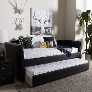 Baxton Studio Baxton Studio Camino Daybed in Black Faux Leather - Versatile Sofa & Guest Trundle Bed Solution CF8756-Black-Day Bed