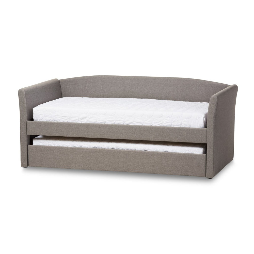 Baxton Studio Baxton Studio Grey Fabric Daybed with Wheeled Trundle - Modern, Versatile Sofa & Guest Bed Solution CF8756-Grey-Day Bed