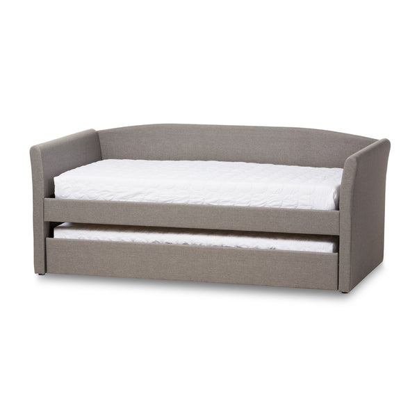 Baxton Studio Baxton Studio Grey Fabric Daybed with Wheeled Trundle - Modern, Versatile Sofa & Guest Bed Solution CF8756-Grey-Day Bed
