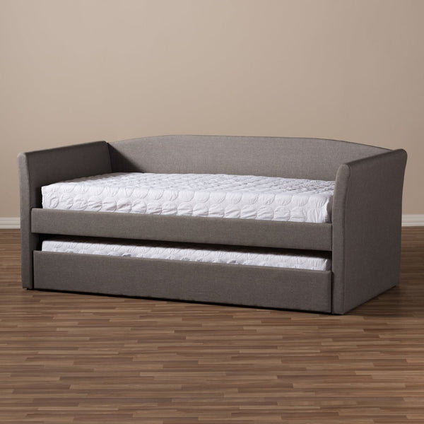 Baxton Studio Baxton Studio Grey Fabric Daybed with Wheeled Trundle - Modern, Versatile Sofa & Guest Bed Solution CF8756-Grey-Day Bed