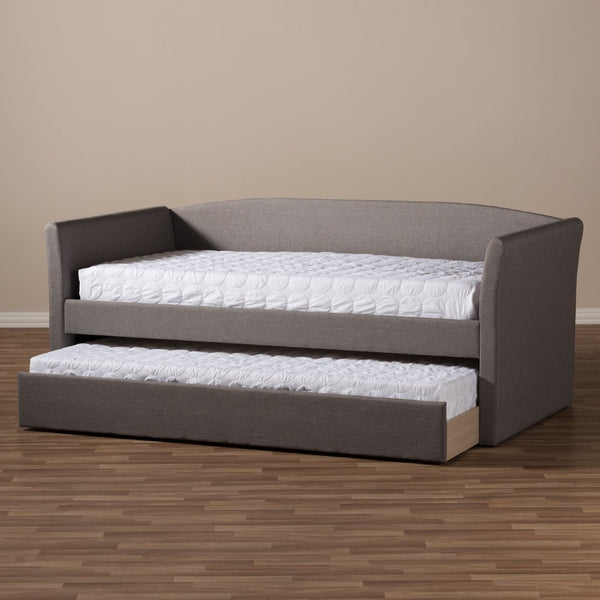 Baxton Studio Baxton Studio Grey Fabric Daybed with Wheeled Trundle - Modern, Versatile Sofa & Guest Bed Solution CF8756-Grey-Day Bed