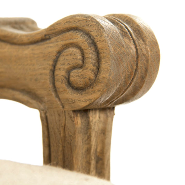 Bastille Love Chair Reclaimed Oak, Khaki Linen with Red Stripe CFH004-1 E255-3 Stripe Red Zentique