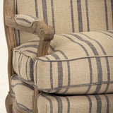 Bastille Lounge Chair Reclaimed Oak, English Khaki Linen with Blue Stripe CFH004-1 E255-3 Stripe Blue Zentique