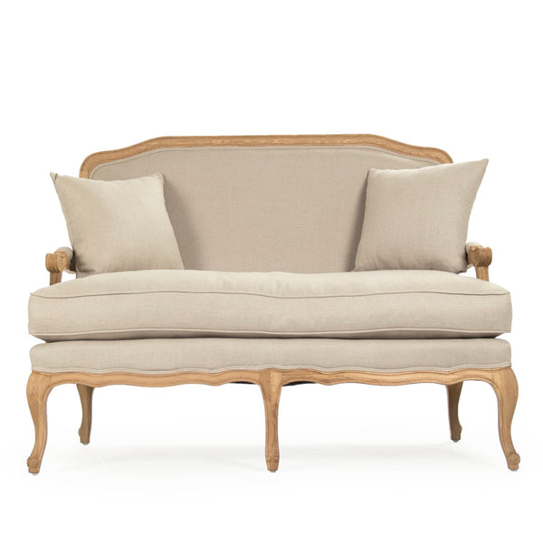 Bastille Settee Natural Oak, Natural Linen CFH004-2 E255 A003 Zentique