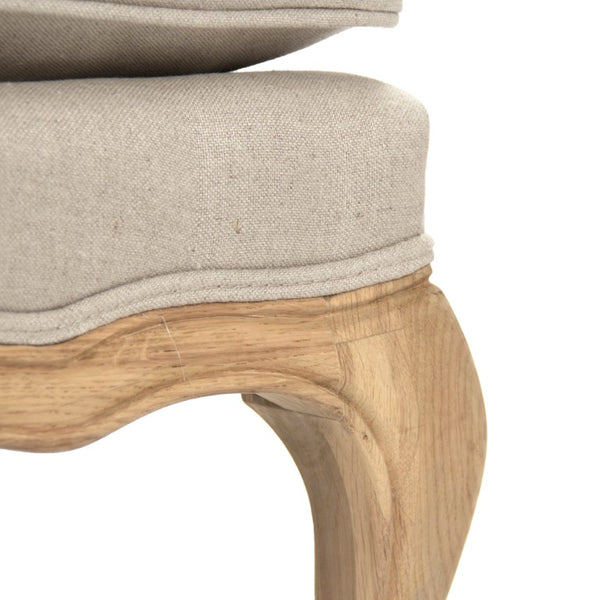 Zentique Bastille Settee with Solid Oak Frame and Breathable Linen Upholstery for Stylish Compact Seating (98) Natural Oak, Natural Linen CFH004-2 E255 A003