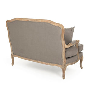 Zentique Bastille Settee with Solid Oak Frame and Breathable Linen Upholstery for Stylish Compact Seating (98) Limed Grey Oak, Grey Linen CFH004-2 E272 A048