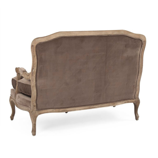 Zentique Bastille Velvet Settee in Oak Frame — Compact 49"W Plush Seating, Timeless Profile for Entry or Living Room CFH004-2 E272 V011