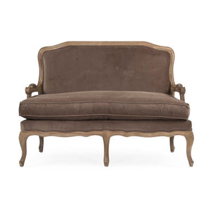 Zentique Bastille Velvet Settee in Oak Frame — Compact 49"W Plush Seating, Timeless Profile for Entry or Living Room CFH004-2 E272 V011