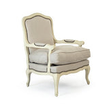 Bastille Love Chair Distressed Ivory Birch, Natural Linen CFH004 309 A003 w/ Nailhead Zentique