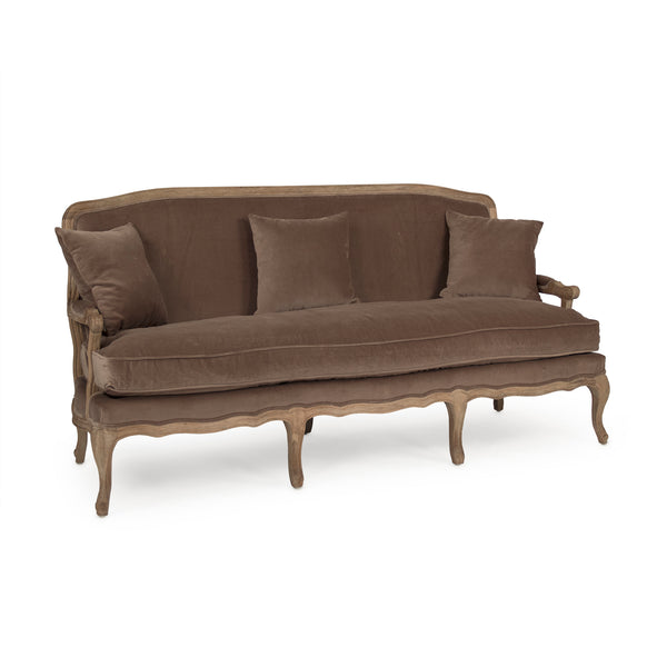 Bastille Sofa Limed Grey Oak, Brown Velvet CFH004-3 E272 V011 Zentique