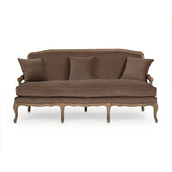 Bastille Sofa Limed Grey Oak, Brown Velvet CFH004-3 E272 V011 Zentique