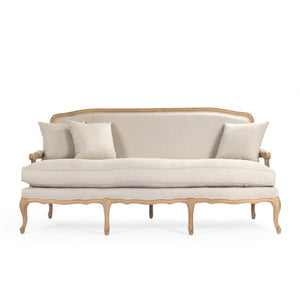 Zentique Bastille Sofa — Contemporary oak-framed linen-upholstered design with plush cushions for stylish comfort Natural Oak, Natural Linen CFH004-3 E255 A003