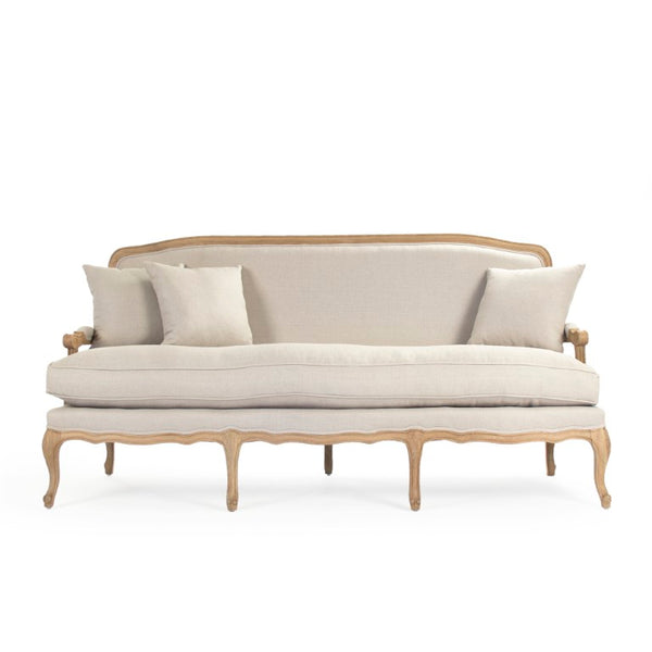 Zentique Bastille Sofa — Contemporary oak-framed linen-upholstered design with plush cushions for stylish comfort Natural Oak, Natural Linen CFH004-3 E255 A003