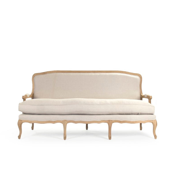 Zentique Bastille Sofa — Contemporary oak-framed linen-upholstered design with plush cushions for stylish comfort Natural Oak, Natural Linen CFH004-3 E255 A003