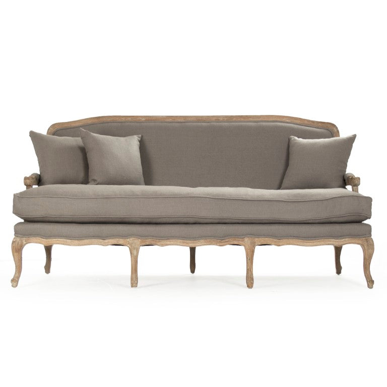 Zentique Bastille Sofa — Contemporary oak-framed linen-upholstered design with plush cushions for stylish comfort Limed Grey Oak, Grey Linen CFH004-3 E272 A048