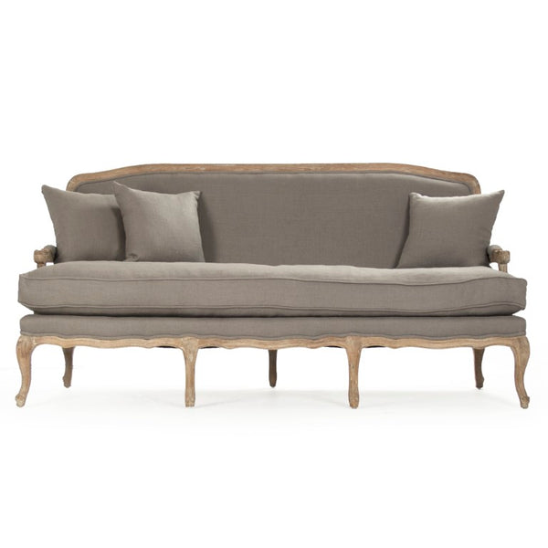 Zentique Bastille Sofa — Contemporary oak-framed linen-upholstered design with plush cushions for stylish comfort Limed Grey Oak, Grey Linen CFH004-3 E272 A048