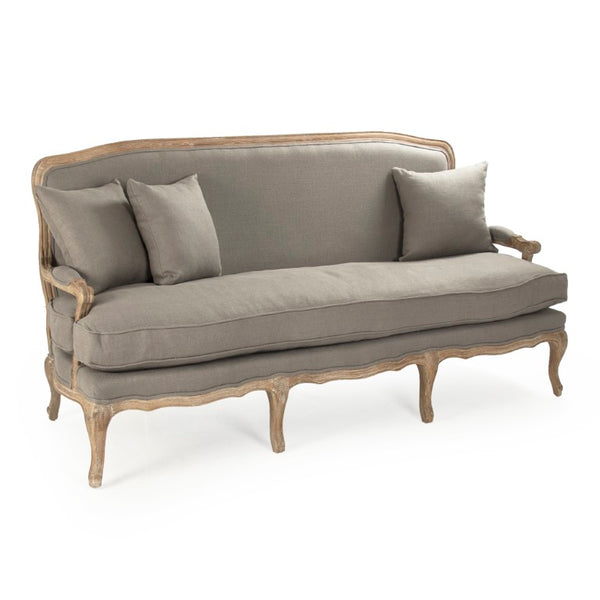 Zentique Bastille Sofa — Contemporary oak-framed linen-upholstered design with plush cushions for stylish comfort Limed Grey Oak, Grey Linen CFH004-3 E272 A048
