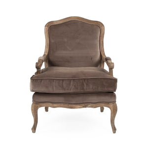 Bastille Love Chair Limed Grey Oak, Brown Velvet CFH004-1 E272 V011 Zentique