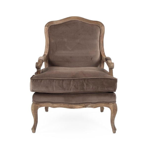 Bastille Love Chair Limed Grey Oak, Brown Velvet CFH004-1 E272 V011 Zentique