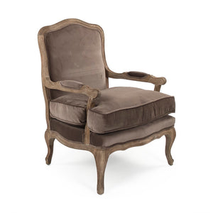 Bastille Love Chair Limed Grey Oak, Brown Velvet CFH004-1 E272 V011 Zentique