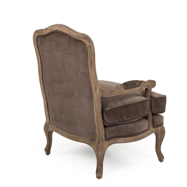 Bastille Love Chair Limed Grey Oak, Brown Velvet CFH004-1 E272 V011 Zentique