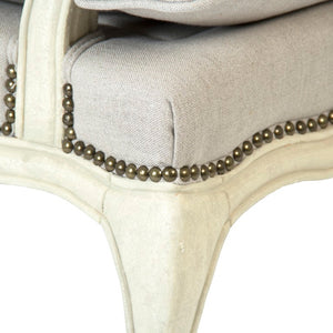 Zentique Bastille Love Chair — Scandinavian-inspired linen loveseat with birch frame, compact cozy seating for two, durable craftsmanship CFH004 309 A003 w/ Nailhead