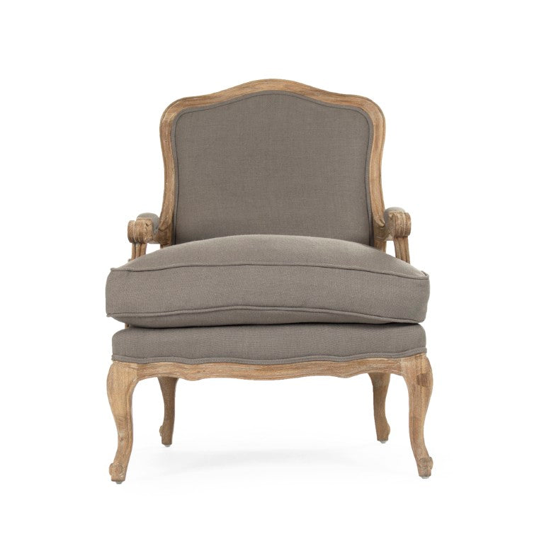 Zentique Bastille Arm Chair with Solid Oak Frame and Linen Upholstery — Durable Comfort, Natural Finish, Compact Design CFH004 E272 A048