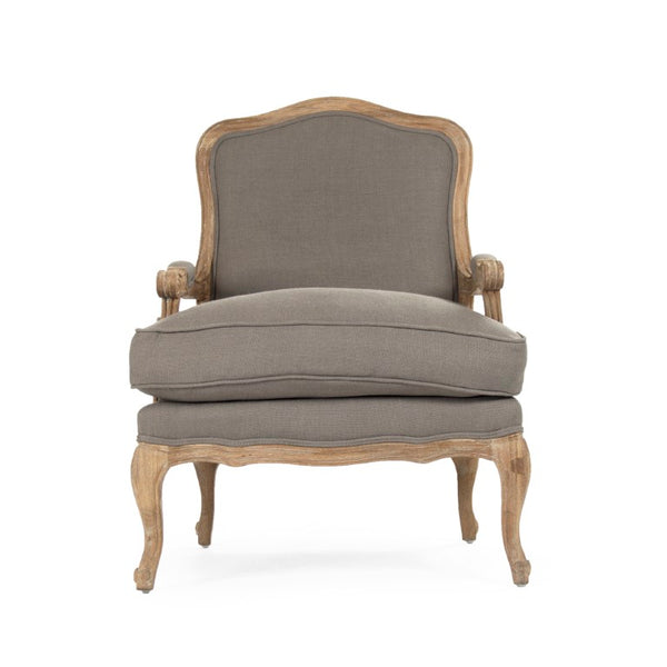 Zentique Bastille Arm Chair with Solid Oak Frame and Linen Upholstery — Durable Comfort, Natural Finish, Compact Design CFH004 E272 A048