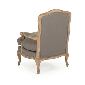 Zentique Bastille Arm Chair with Solid Oak Frame and Linen Upholstery — Durable Comfort, Natural Finish, Compact Design CFH004 E272 A048