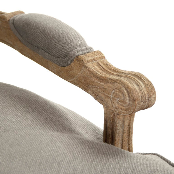 Zentique Bastille Arm Chair with Solid Oak Frame and Linen Upholstery — Durable Comfort, Natural Finish, Compact Design CFH004 E272 A048