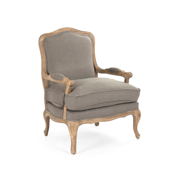 Zentique Bastille Arm Chair with Solid Oak Frame and Linen Upholstery — Durable Comfort, Natural Finish, Compact Design CFH004 E272 A048