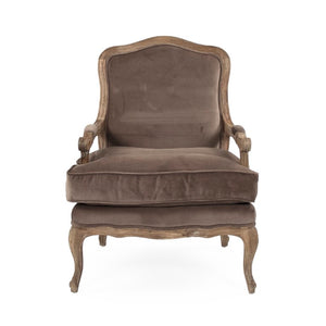 Zentique Bastille Velvet Love Chair — Compact Oak-Frame Loveseat with Plush Upholstery, Tailored Modern Design CFH004-1 E272 V011